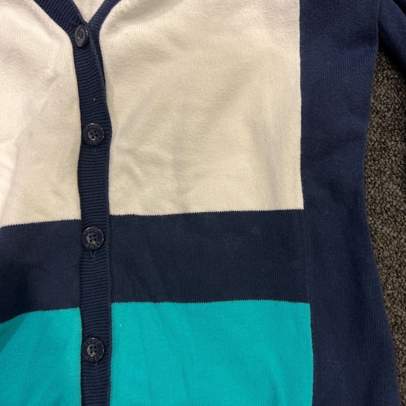 Womens IZOD Golf V Neck button up striped Sweater - Picture 3 of 7